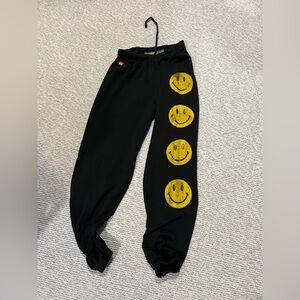 Aviator Nation light weight black smiley sweats - size s